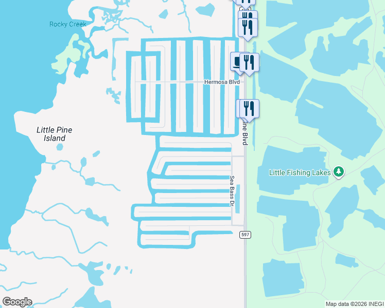 map of restaurants, bars, coffee shops, grocery stores, and more near 3495 Bluefish Drive in Hernando Beach