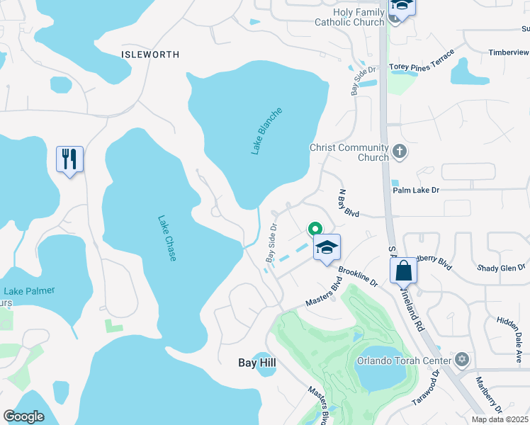 map of restaurants, bars, coffee shops, grocery stores, and more near 5554 Shore Court in Orlando