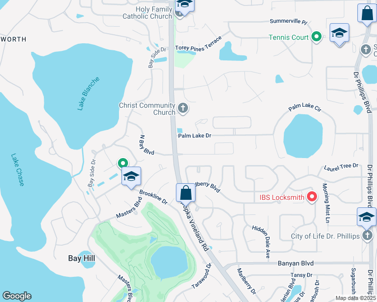 map of restaurants, bars, coffee shops, grocery stores, and more near 8841 Great Cove Drive in Orlando