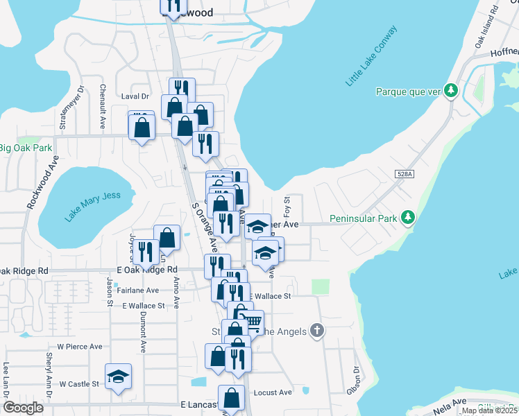 map of restaurants, bars, coffee shops, grocery stores, and more near 5639 Hansel Avenue in Edgewood