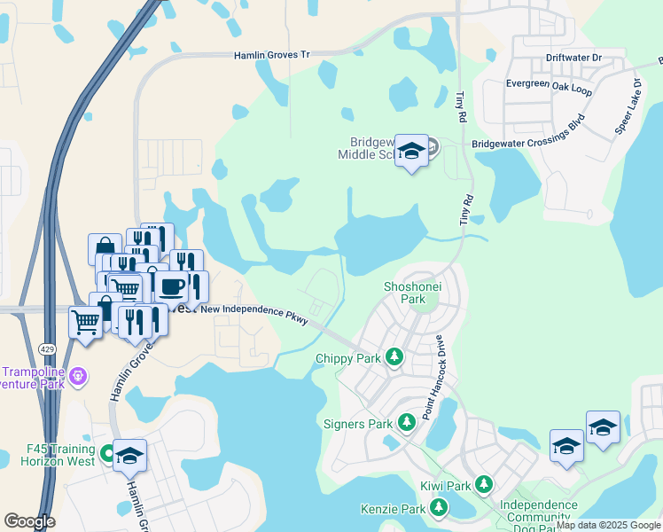 map of restaurants, bars, coffee shops, grocery stores, and more near 6151 Lake Lodge Drive in Winter Garden