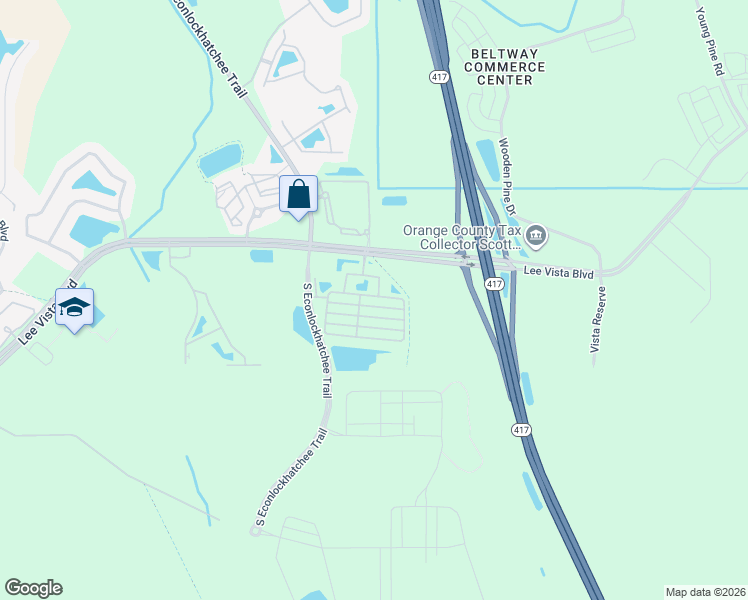map of restaurants, bars, coffee shops, grocery stores, and more near 10180 Vickers Ridge Drive in Orlando