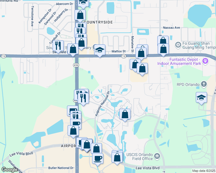 map of restaurants, bars, coffee shops, grocery stores, and more near 5831 Bent Pine Dr in Orlando