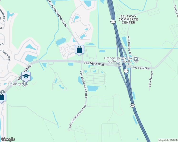 map of restaurants, bars, coffee shops, grocery stores, and more near 5862 Vista Square Avenue in Orlando