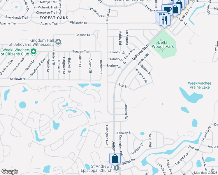 map of restaurants, bars, coffee shops, grocery stores, and more near 3157 Harrow Road in Spring Hill