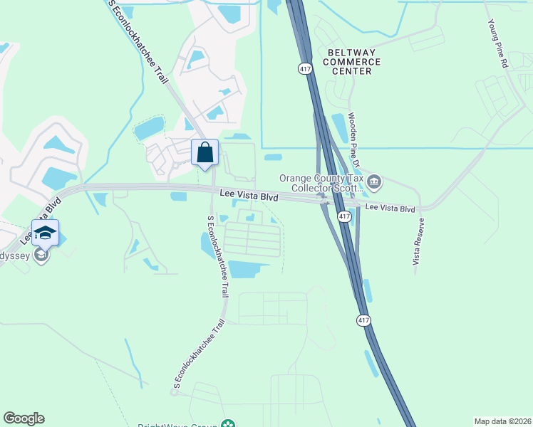 map of restaurants, bars, coffee shops, grocery stores, and more near 10061 Moorshire Circle in Orlando