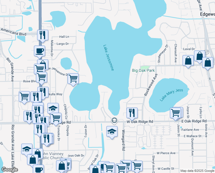 map of restaurants, bars, coffee shops, grocery stores, and more near 713 Padgett Court in Orlando