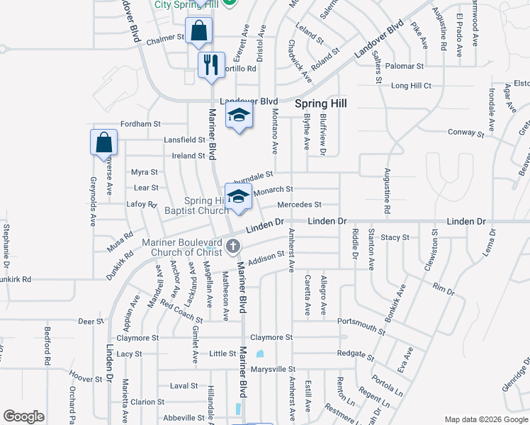 map of restaurants, bars, coffee shops, grocery stores, and more near 3124 Lehigh Avenue in Spring Hill