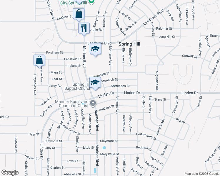 map of restaurants, bars, coffee shops, grocery stores, and more near 3124 Lehigh Avenue in Spring Hill