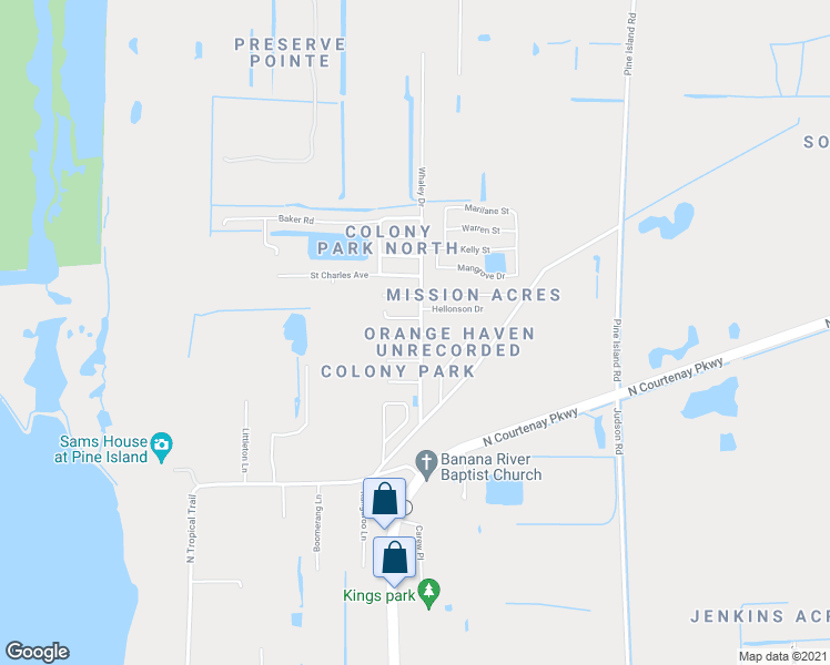 map of restaurants, bars, coffee shops, grocery stores, and more near 310 Nice Court in Merritt Island