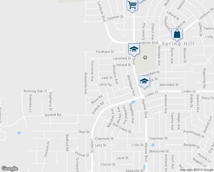 map of restaurants, bars, coffee shops, grocery stores, and more near 10374 Lafoy Road in Spring Hill