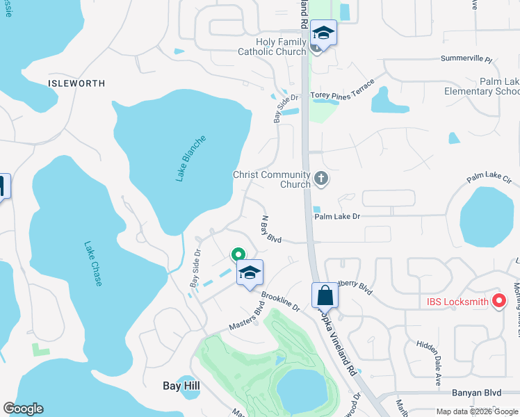 map of restaurants, bars, coffee shops, grocery stores, and more near 9144 North Bay Boulevard in Orlando