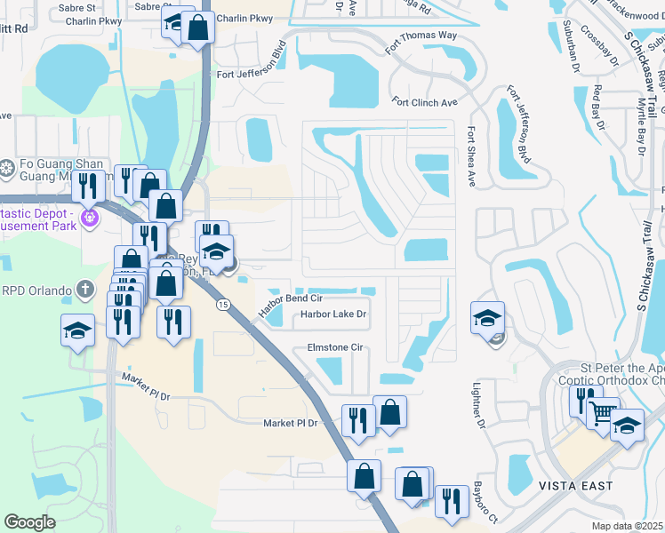 map of restaurants, bars, coffee shops, grocery stores, and more near 7743-8181 Spearfish Avenue in Orlando