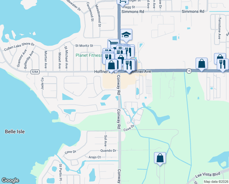 map of restaurants, bars, coffee shops, grocery stores, and more near 3738 Rothbury Dr in Belle Isle