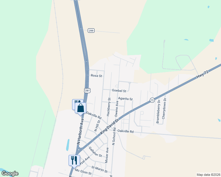 map of restaurants, bars, coffee shops, grocery stores, and more near 1705 Hackberry in Three Rivers
