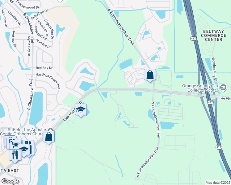 map of restaurants, bars, coffee shops, grocery stores, and more near 5947 Tivoli Gardens Boulevard in Orlando