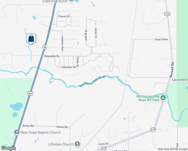 map of restaurants, bars, coffee shops, grocery stores, and more near 35436 Reynolds Street in Dade City