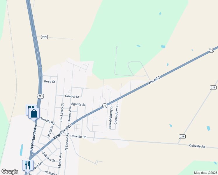 map of restaurants, bars, coffee shops, grocery stores, and more near 1408 Texas 72 in Three Rivers