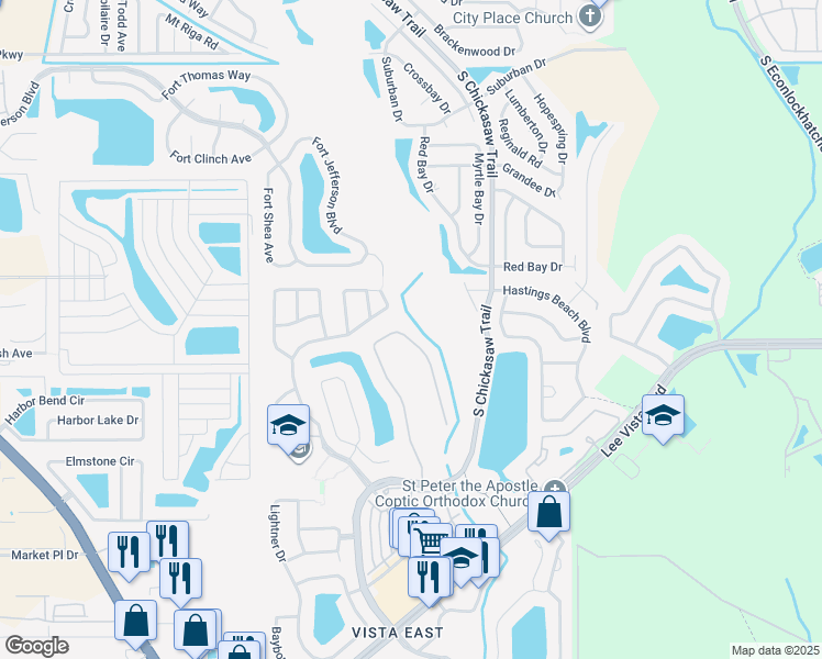 map of restaurants, bars, coffee shops, grocery stores, and more near 5880 Lake Melrose Drive in Orlando