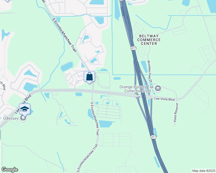 map of restaurants, bars, coffee shops, grocery stores, and more near 10189 Lee Vista Boulevard in Orlando