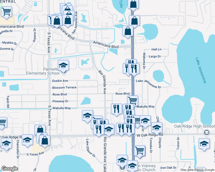 map of restaurants, bars, coffee shops, grocery stores, and more near 1612 Vagabond Lane in Orlando