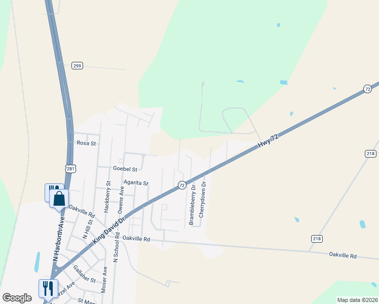 map of restaurants, bars, coffee shops, grocery stores, and more near 1408 Texas 72 in Three Rivers