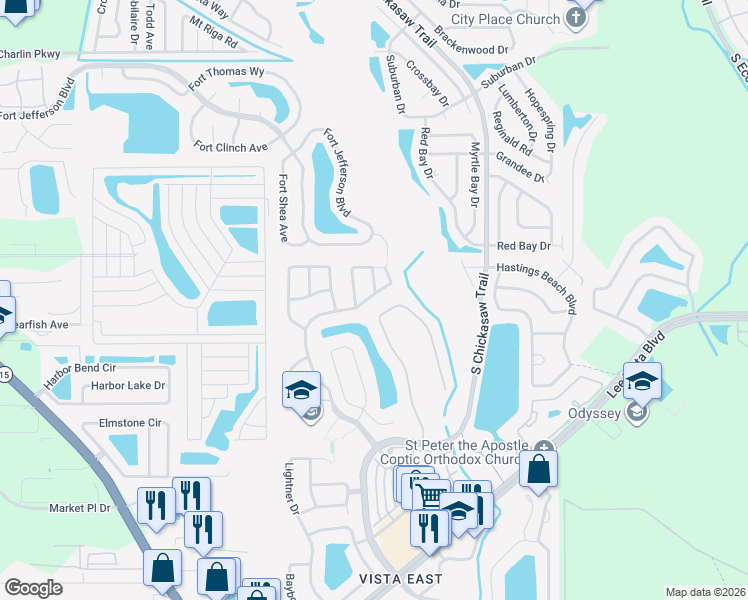 map of restaurants, bars, coffee shops, grocery stores, and more near 5729 Lake Champlain Drive in Orlando