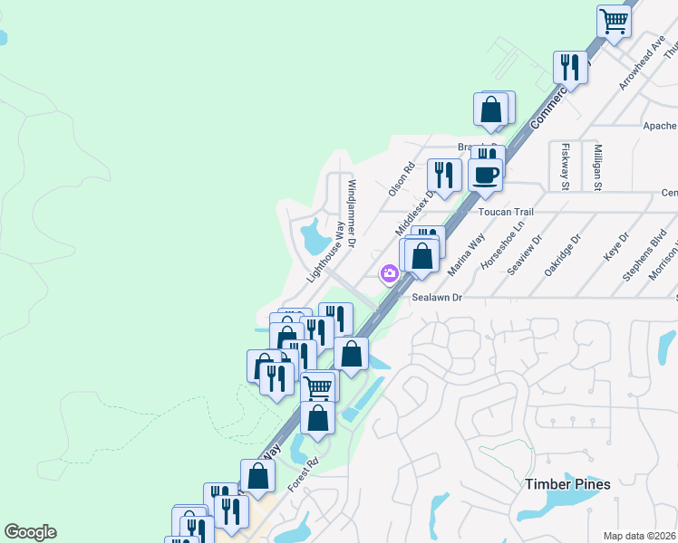 map of restaurants, bars, coffee shops, grocery stores, and more near 3222 Windjammer Drive in Spring Hill
