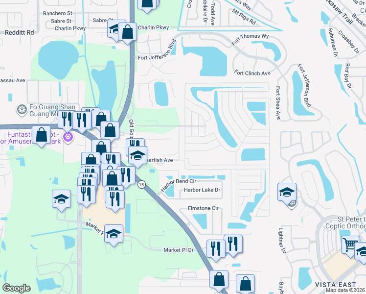 map of restaurants, bars, coffee shops, grocery stores, and more near 7804 Walkers Cay Avenue in Orlando