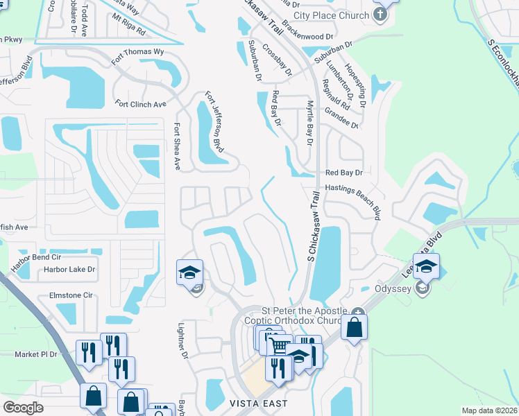 map of restaurants, bars, coffee shops, grocery stores, and more near 5880 Lake Melrose Drive in Orlando