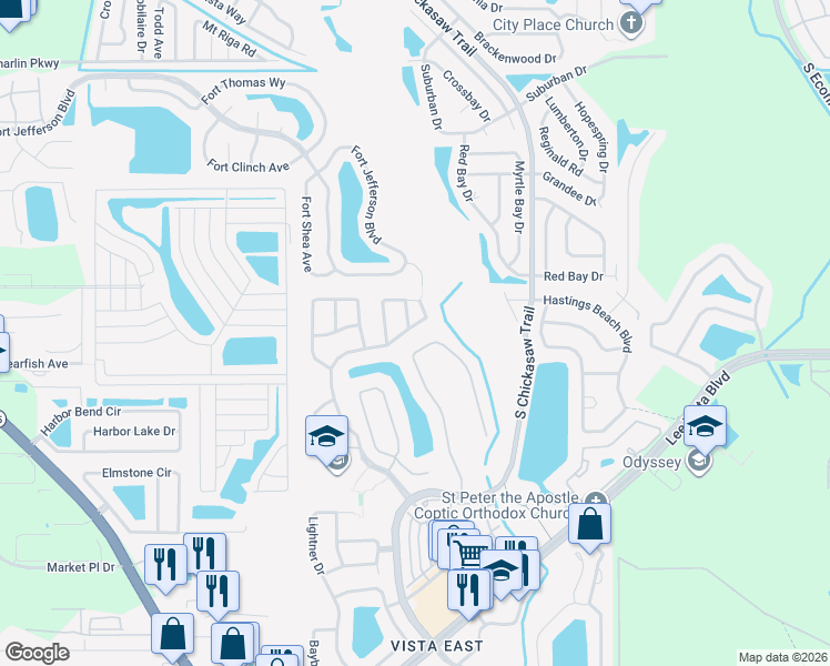 map of restaurants, bars, coffee shops, grocery stores, and more near 5729 Lake Champlain Drive in Orlando