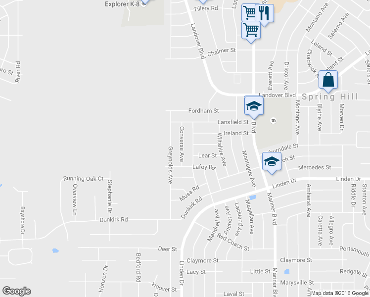map of restaurants, bars, coffee shops, grocery stores, and more near 3188 Converse Avenue in Spring Hill