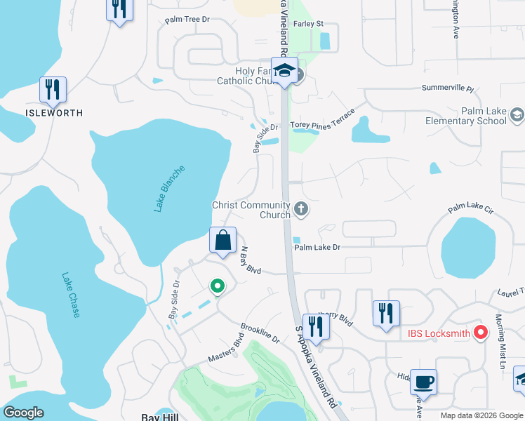 map of restaurants, bars, coffee shops, grocery stores, and more near 9106 Ivey Hill Court in Orlando