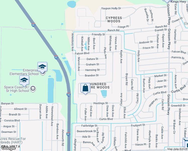 map of restaurants, bars, coffee shops, grocery stores, and more near 6920 Hundred Acre Drive in Cocoa