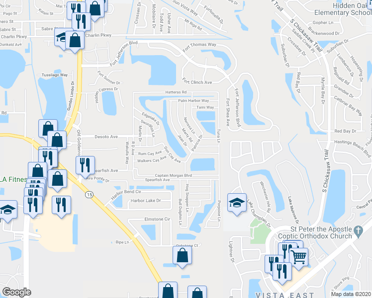 map of restaurants, bars, coffee shops, grocery stores, and more near 5540 Marty Road in Orlando