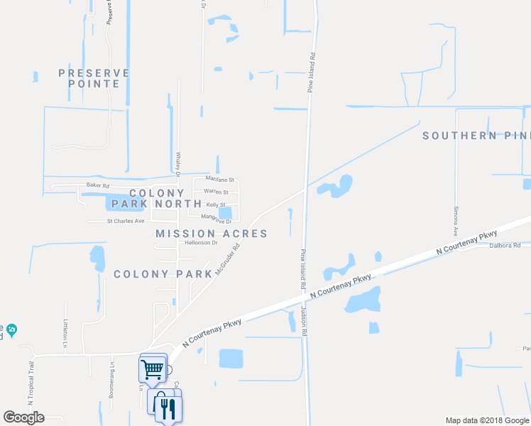 map of restaurants, bars, coffee shops, grocery stores, and more near 6800 McGruder Road in Merritt Island