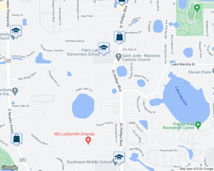 map of restaurants, bars, coffee shops, grocery stores, and more near 5783 Craindale Drive in Orlando