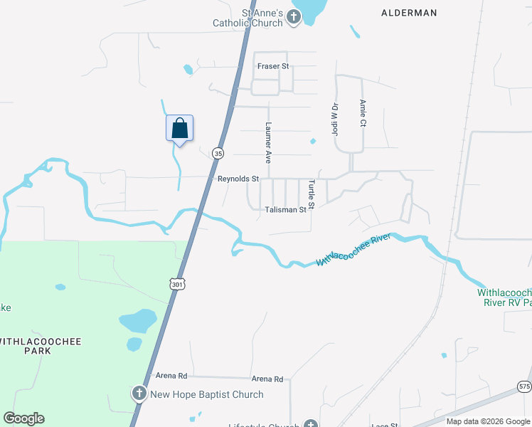 map of restaurants, bars, coffee shops, grocery stores, and more near 34924 Talisman Street in Dade City