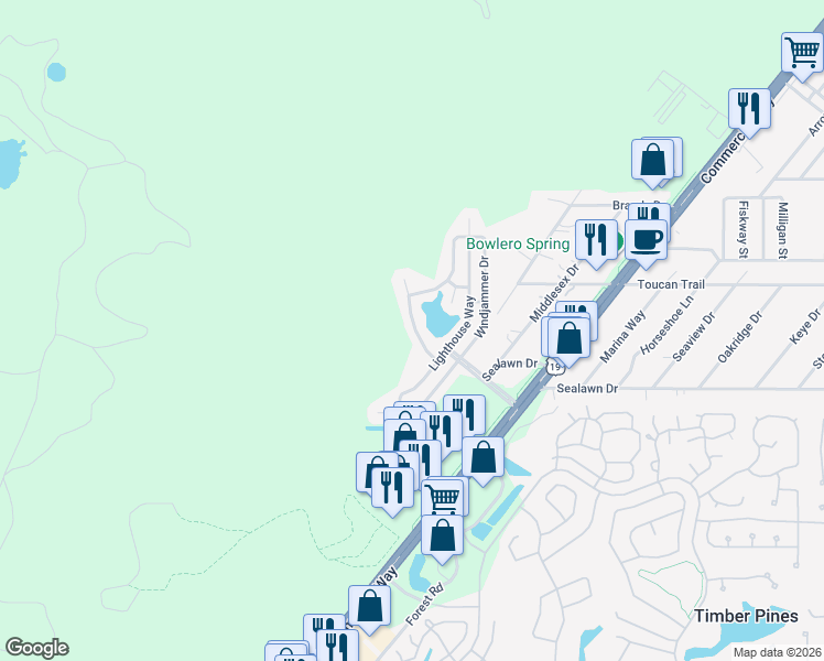 map of restaurants, bars, coffee shops, grocery stores, and more near 3225 Lifeboat Lane in Spring Hill