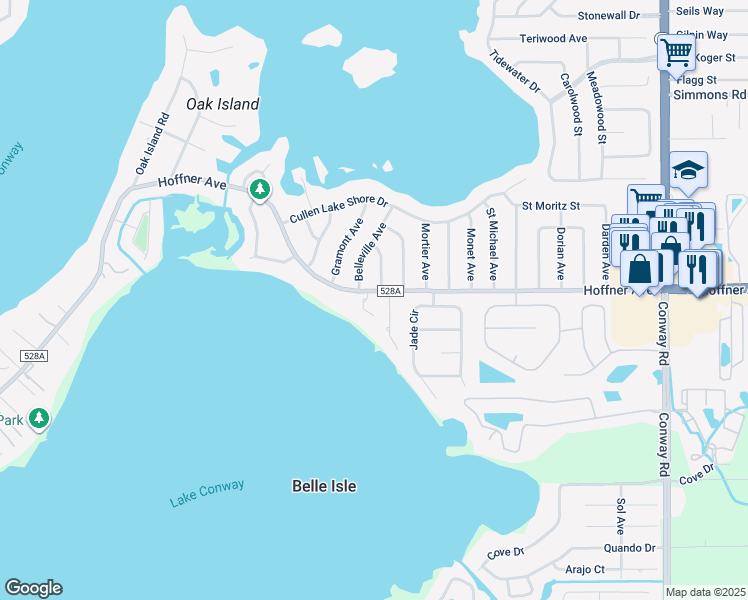 map of restaurants, bars, coffee shops, grocery stores, and more near 5135 Belleville Avenue in Belle Isle