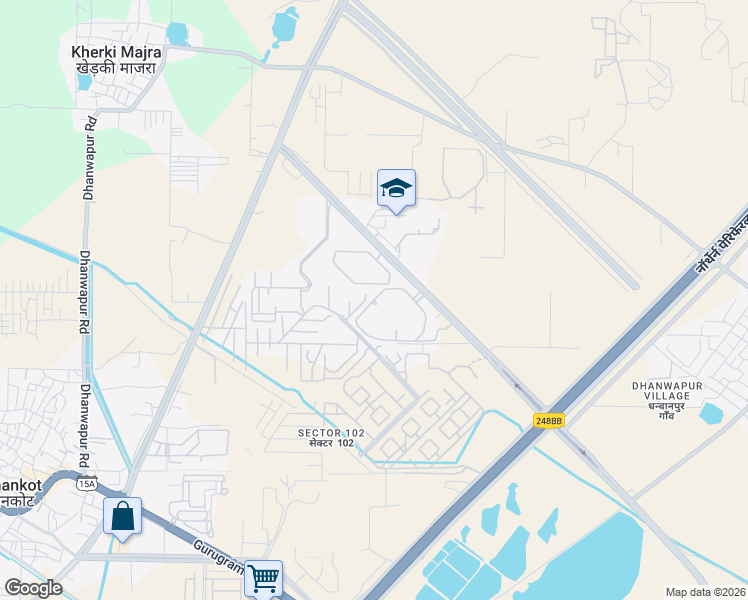 map of restaurants, bars, coffee shops, grocery stores, and more near Unnamed Road in Gurugram