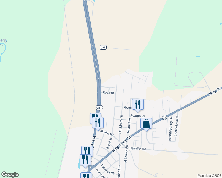 map of restaurants, bars, coffee shops, grocery stores, and more near 207 Romon Street in Three Rivers