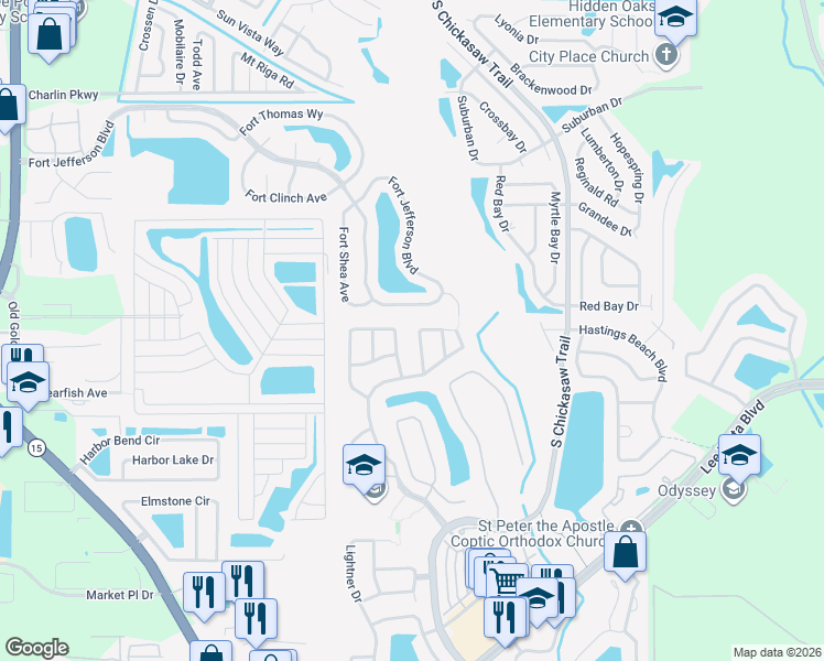 map of restaurants, bars, coffee shops, grocery stores, and more near 8419 Port Lancashire Drive in Orlando