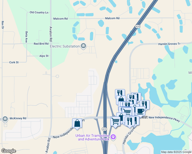 map of restaurants, bars, coffee shops, grocery stores, and more near 5706 Surprise Lily Drive in Oakland