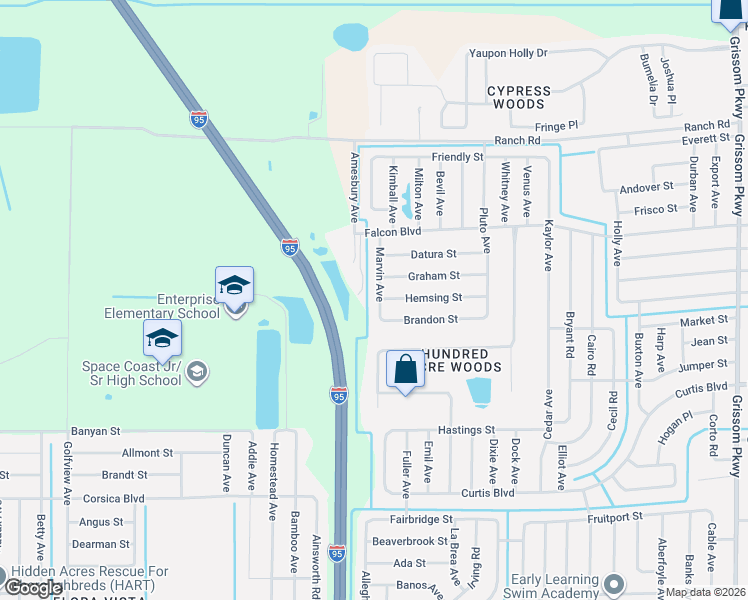 map of restaurants, bars, coffee shops, grocery stores, and more near 6970 Marvin Avenue in Cocoa