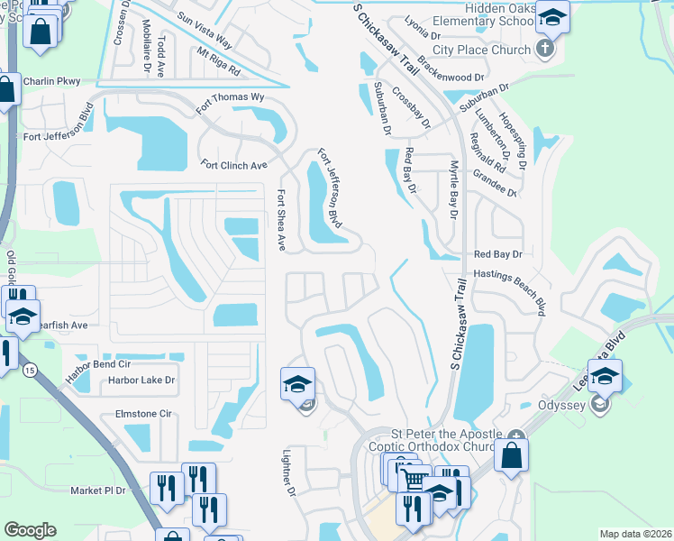 map of restaurants, bars, coffee shops, grocery stores, and more near 8419 Port Lancashire Drive in Orlando