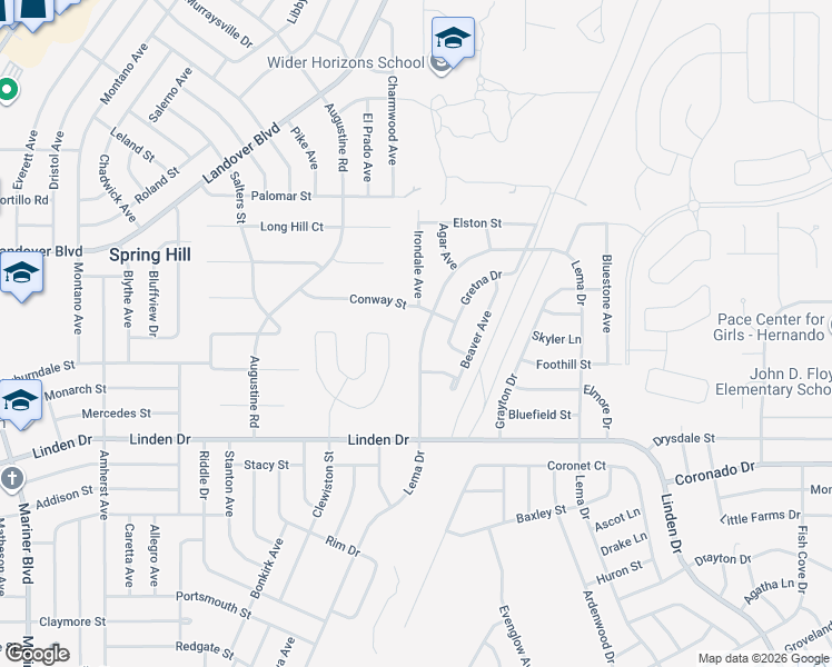 map of restaurants, bars, coffee shops, grocery stores, and more near 3259 Lema Drive in Spring Hill