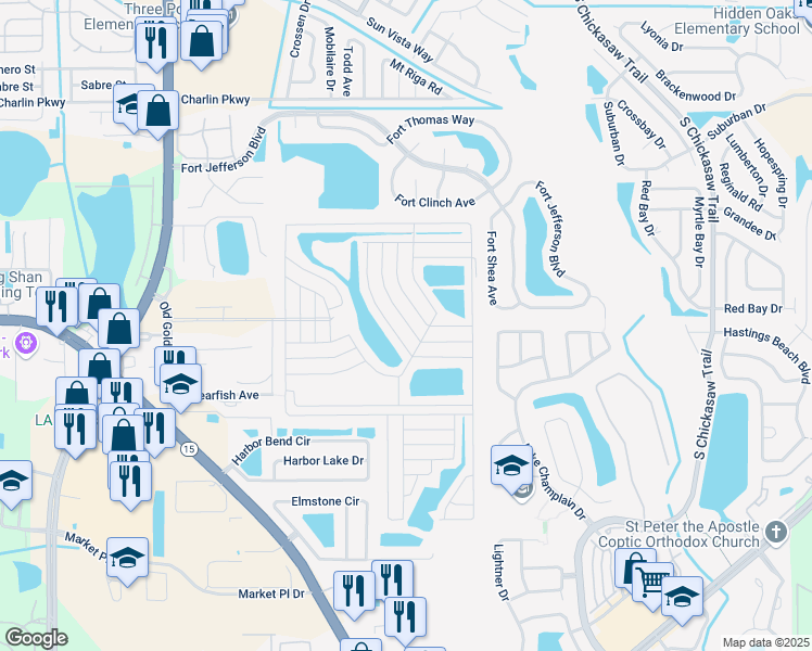 map of restaurants, bars, coffee shops, grocery stores, and more near 5540 Marty Road in Orlando