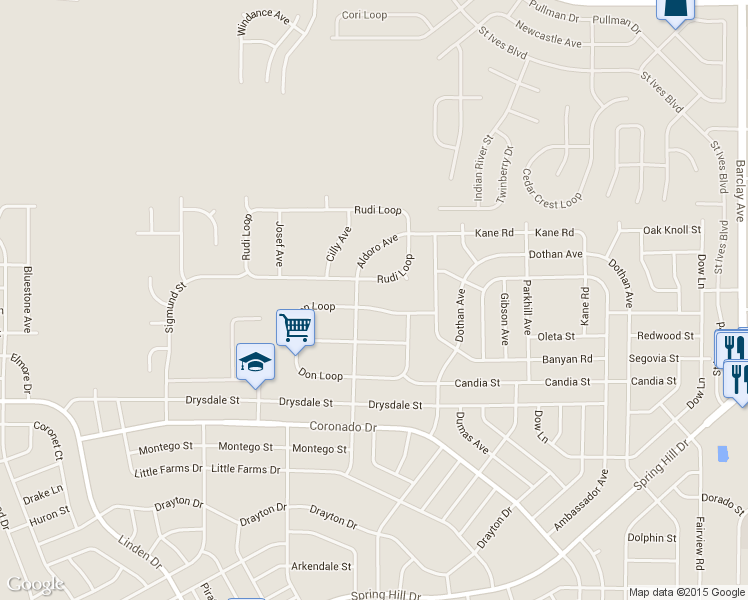 map of restaurants, bars, coffee shops, grocery stores, and more near 13295 Don Loop in Spring Hill