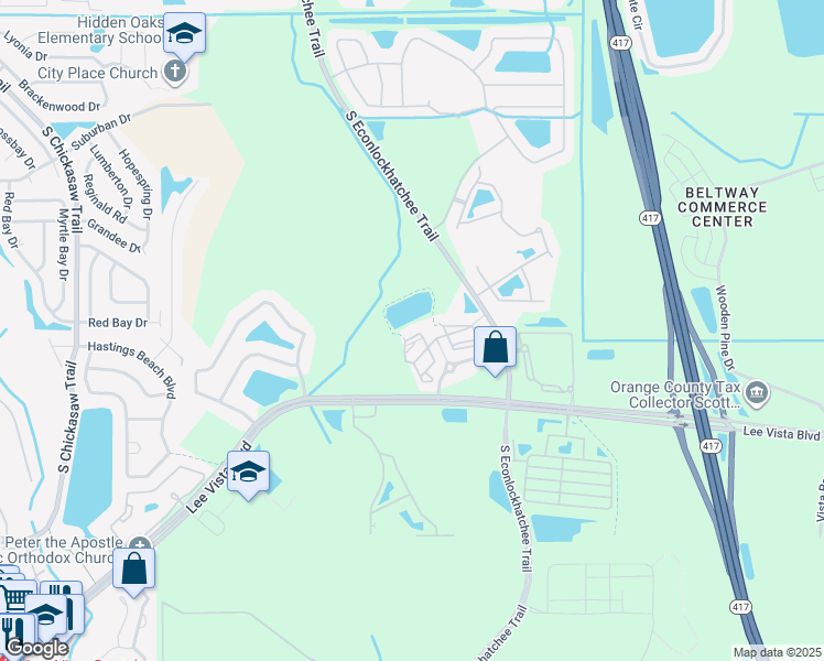 map of restaurants, bars, coffee shops, grocery stores, and more near 5765 Crowntree Lane in Orlando